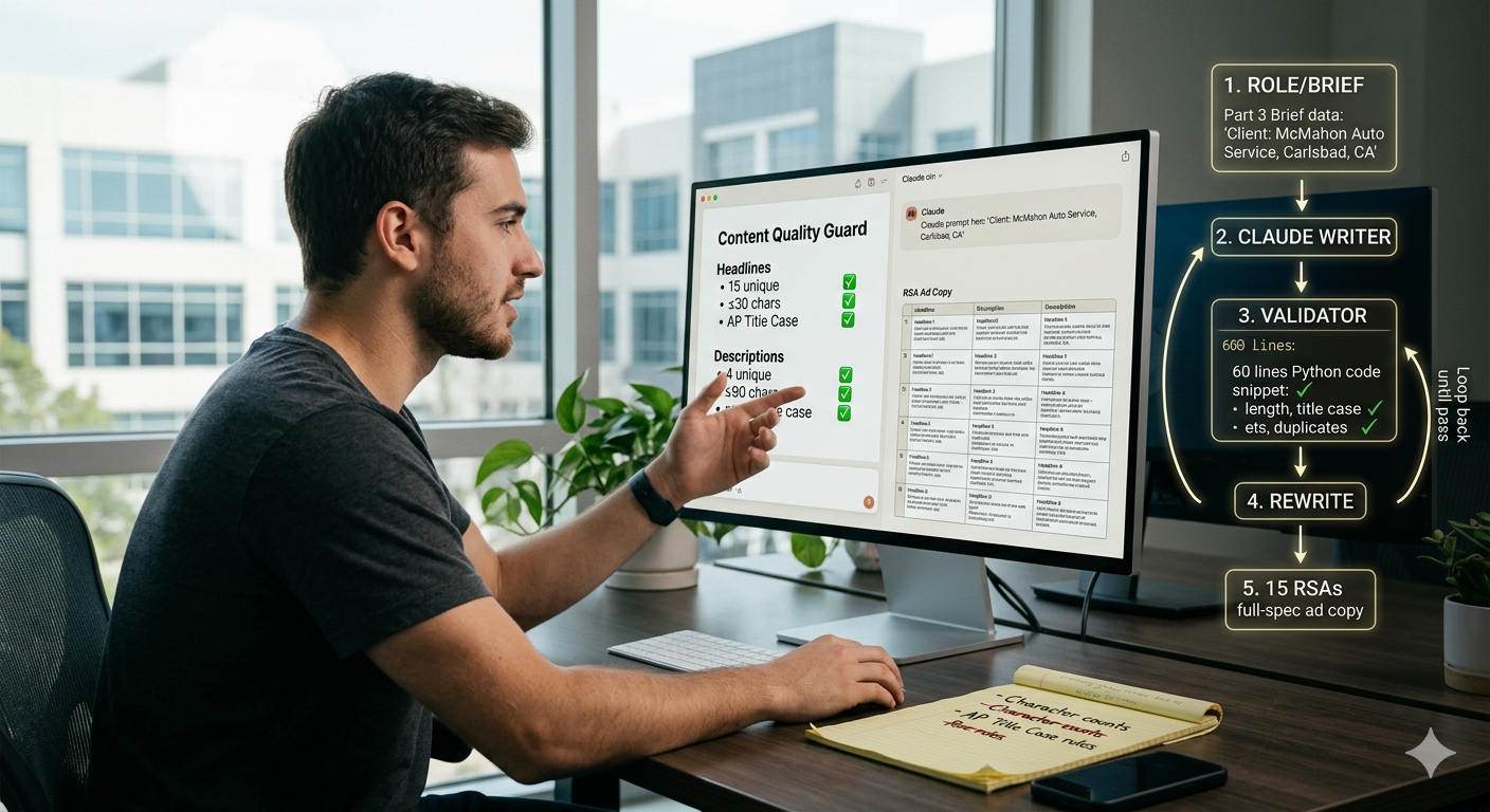 Content Quality Guard validation pipeline for RSA ad copy